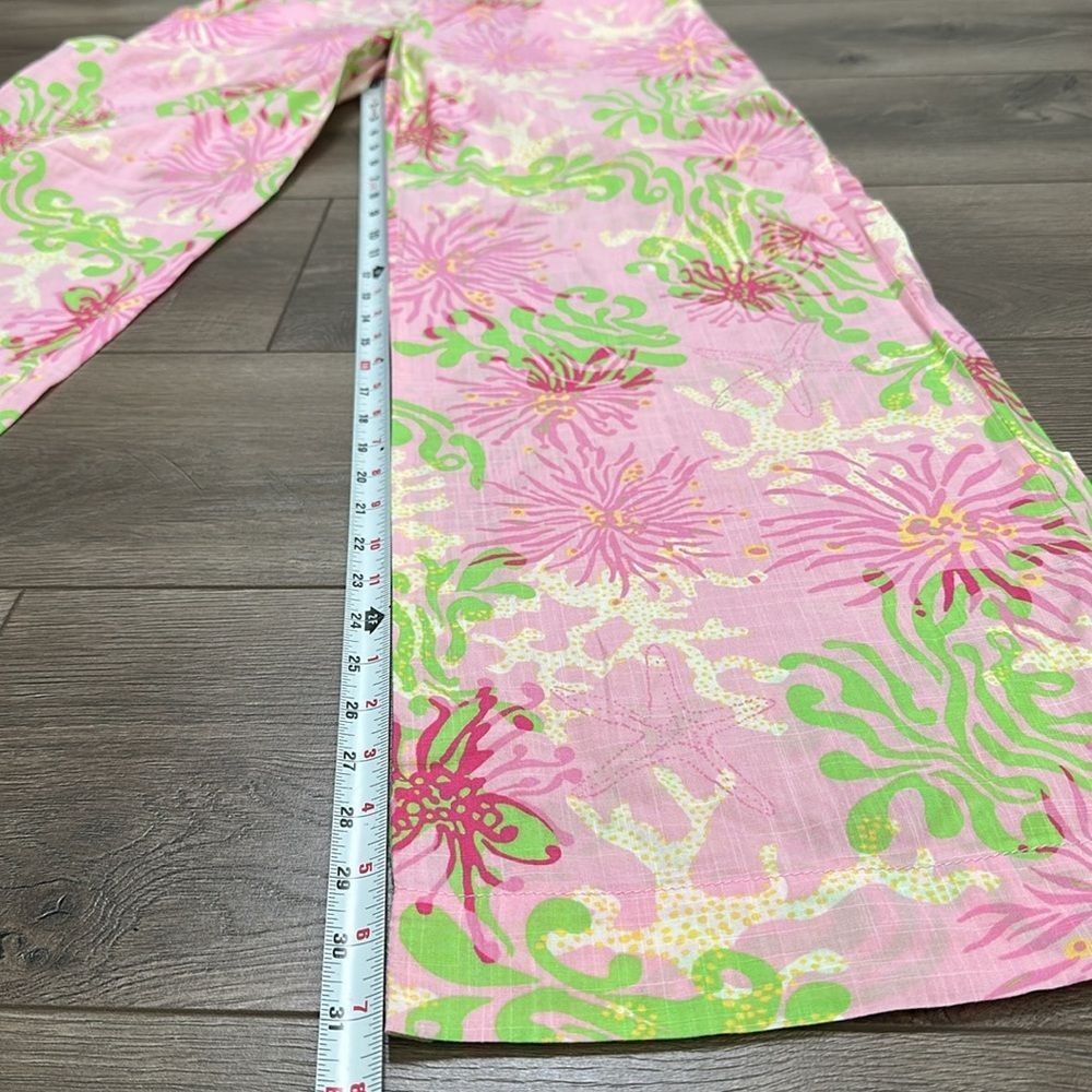 Lilly Pulitzer Mid Rise Wide Leg Pants Pink Green Size Small - Picture 8 of 13